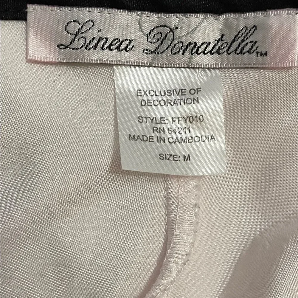 Linea Donatella Pink Satin Chemise Nightgown Lace Ruffle Hem Womens Medium